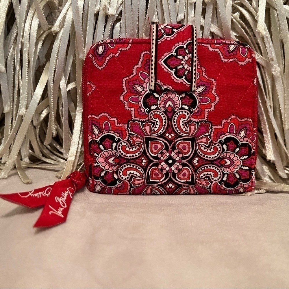 Vera Bradley Red Pink Paisley Quilted Wallet